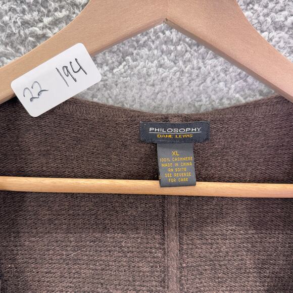 Philosophy by Dane Lewis 100% cashmere Long cardigan women’s XL heather brown - Picture 7 of 9